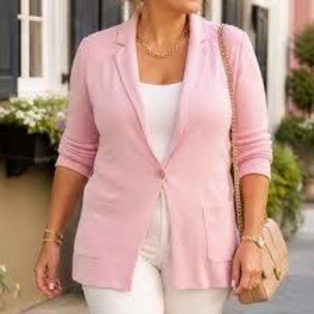 Talbots Pink Knit Blazer Sweater Size Petite